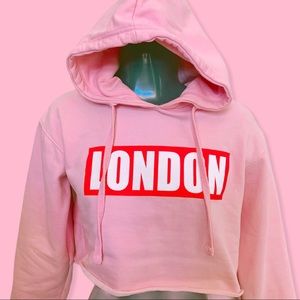 2/$20 SALE Baby Pink LONDON Crop Hoodie